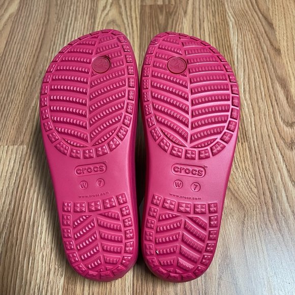 Women's Croc Sloan Platform Flip Flop Thong Sandal SZ 7 Raspberry - Picture 7 of 7